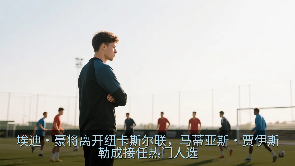 足球比赛中教练在场边观察球员训练